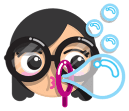 Cute girl with black glasses sticker #3260128
