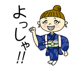Unique girl wearing a kimono . sticker #3260218