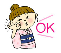 Unique girl wearing a kimono . sticker #3260246