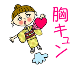 Unique girl wearing a kimono . sticker #3260247