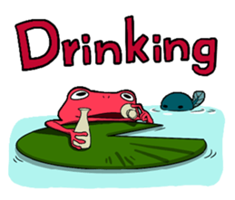 Pink frog and tadpole(English ver.) sticker #3268047