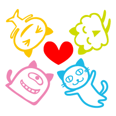 Funny monsters trio 2 (& white cat Ume)