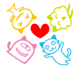Funny monsters trio 2 (& white cat Ume) sticker #3301458