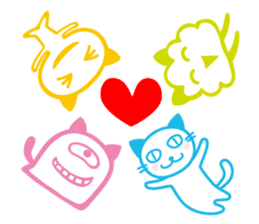 Funny monsters trio 2 (& white cat Ume) sticker #3301458