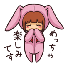 Girl wearing a hood rabbit sticker #3308900