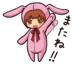 Girl wearing a hood rabbit sticker #3308903