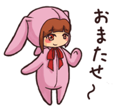 Girl wearing a hood rabbit sticker #3308905