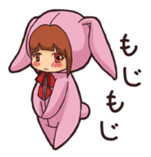 Girl wearing a hood rabbit sticker #3308907