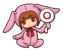 Girl wearing a hood rabbit sticker #3308908