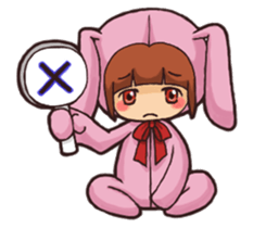 Girl wearing a hood rabbit sticker #3308909