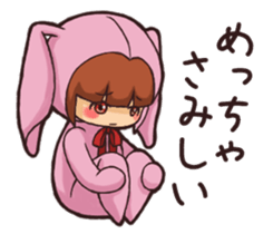 Girl wearing a hood rabbit sticker #3308911