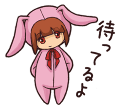 Girl wearing a hood rabbit sticker #3308913