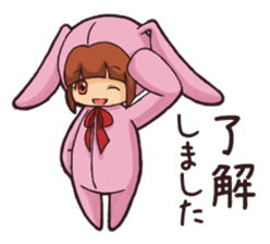 Girl wearing a hood rabbit sticker #3308914