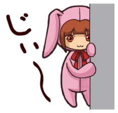 Girl wearing a hood rabbit sticker #3308917