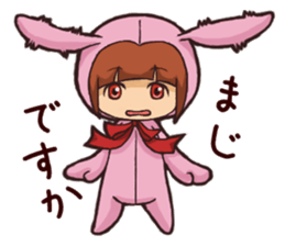 Girl wearing a hood rabbit sticker #3308918