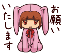 Girl wearing a hood rabbit sticker #3308920