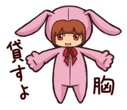 Girl wearing a hood rabbit sticker #3308921