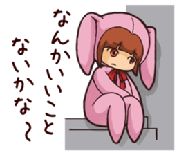 Girl wearing a hood rabbit sticker #3308923