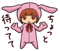 Girl wearing a hood rabbit sticker #3308924