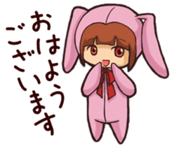 Girl wearing a hood rabbit sticker #3308926