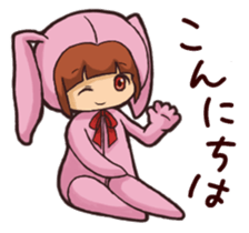 Girl wearing a hood rabbit sticker #3308927