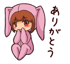 Girl wearing a hood rabbit sticker #3308929