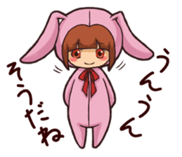 Girl wearing a hood rabbit sticker #3308933
