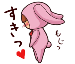 Girl wearing a hood rabbit sticker #3308934