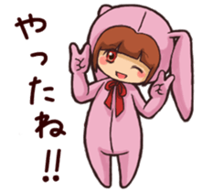 Girl wearing a hood rabbit sticker #3308936