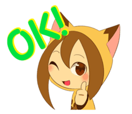 Cat anime girl and cute pig sticker #3323677