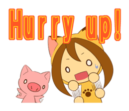 Cat anime girl and cute pig sticker #3323678