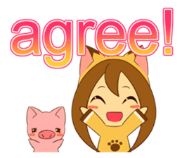 Cat anime girl and cute pig sticker #3323688