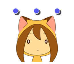 Cat anime girl and cute pig sticker #3323697