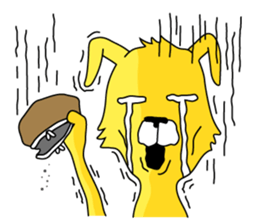 yellow dog and bird sticker #3347106