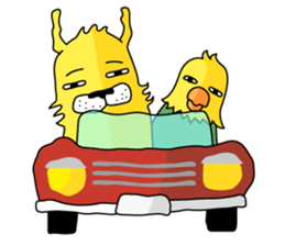 yellow dog and bird sticker #3347111