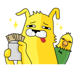 yellow dog and bird sticker #3347121