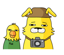 yellow dog and bird sticker #3347123