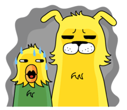 yellow dog and bird sticker #3347135