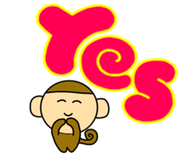 Little monkey and Hand-Painted with word sticker #3347778