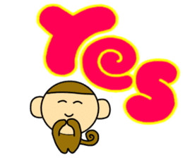 Little monkey and Hand-Painted with word sticker #3347778