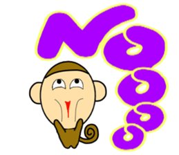 Little monkey and Hand-Painted with word sticker #3347779