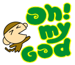 Little monkey and Hand-Painted with word sticker #3347780