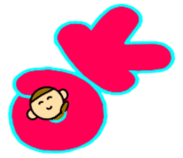 Little monkey and Hand-Painted with word sticker #3347781