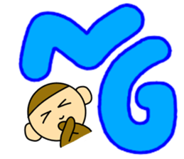 Little monkey and Hand-Painted with word sticker #3347782