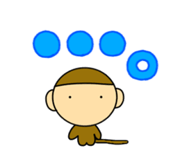 Little monkey and Hand-Painted with word sticker #3347788