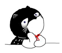 "Oh-Aew" Cat in coat sticker #3347981