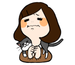 The girl with a noisy face and cat sticker #3374610