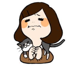 The girl with a noisy face and cat sticker #3374610