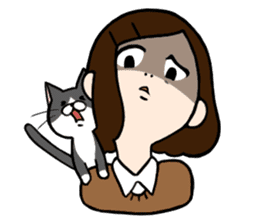 The girl with a noisy face and cat sticker #3374616