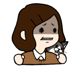 The girl with a noisy face and cat sticker #3374618